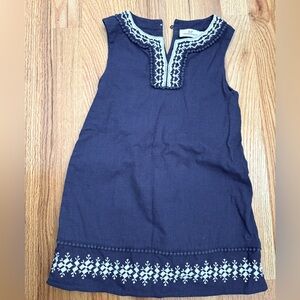 Girls 4T vineyard vines navy blue with white embroidery shift dress cotton